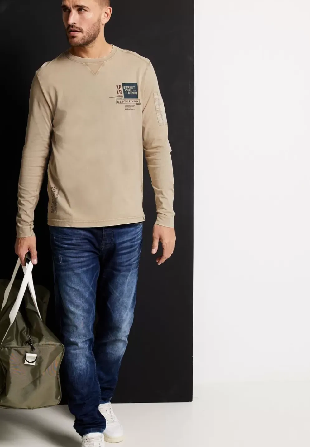 Langarmshirt In Washed-Optik