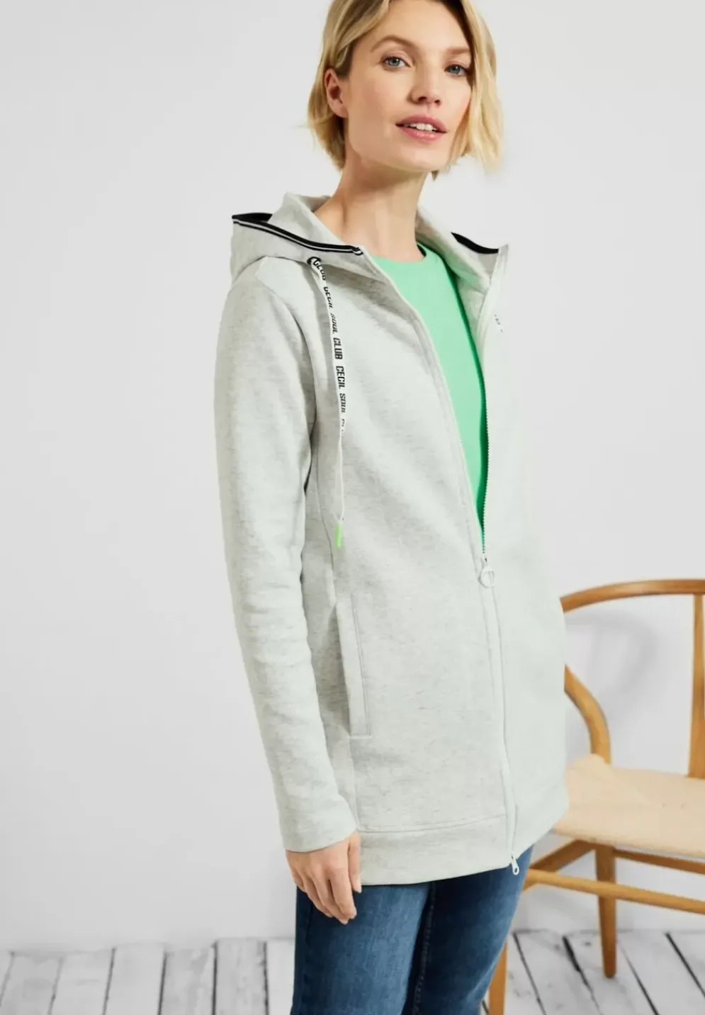 Lange Sweatshirtjacke