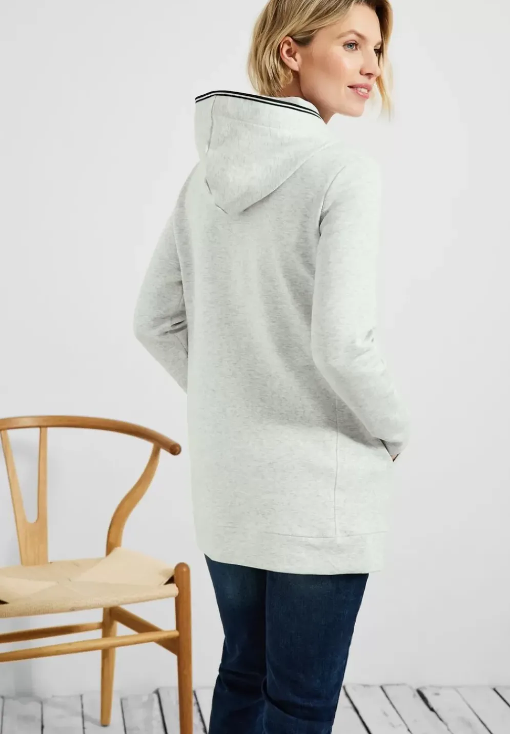 Lange Sweatshirtjacke