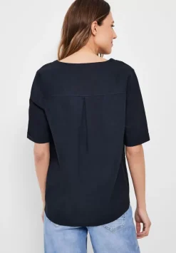 Leinen Bluse In Unifarbe