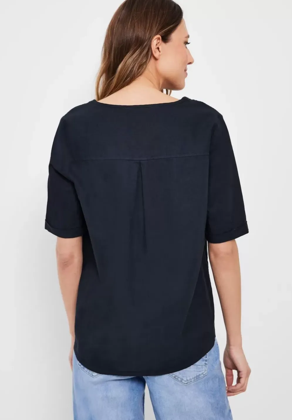 Leinen Bluse In Unifarbe