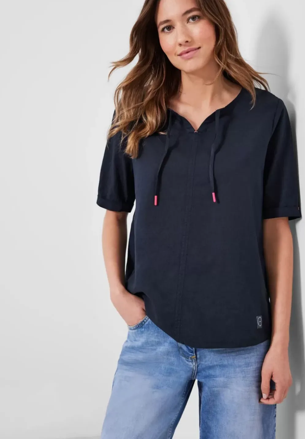 Leinen Bluse In Unifarbe