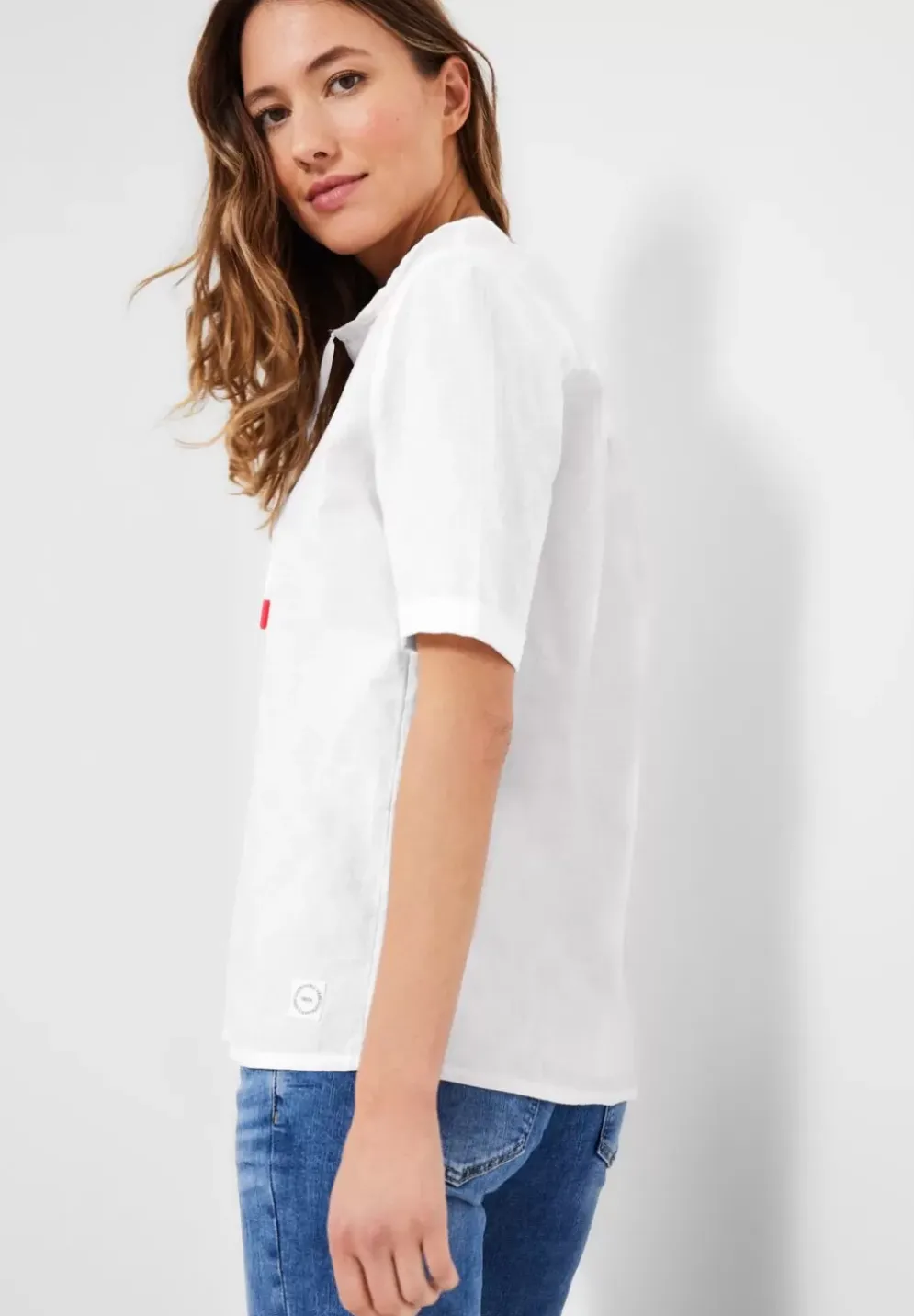 Leinen Bluse In Unifarbe