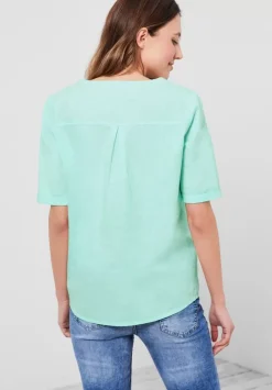 Leinen Bluse In Unifarbe