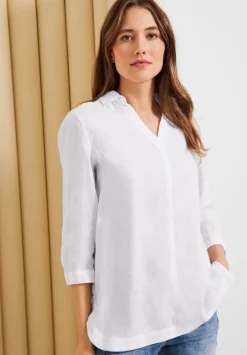 Leinen Longbluse In Unifarbe