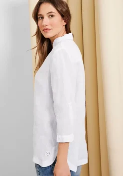 Leinen Longbluse In Unifarbe