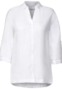 Leinen Longbluse In Unifarbe