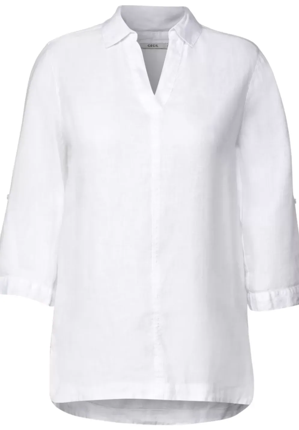 Leinen Longbluse In Unifarbe