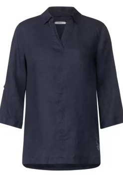 Leinen Longbluse In Unifarbe