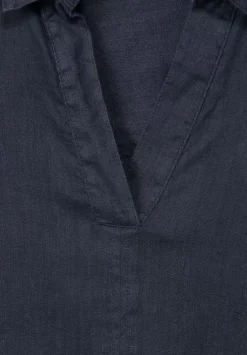 Leinen Longbluse In Unifarbe