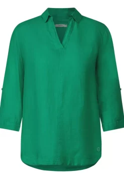 Leinen Longbluse In Unifarbe