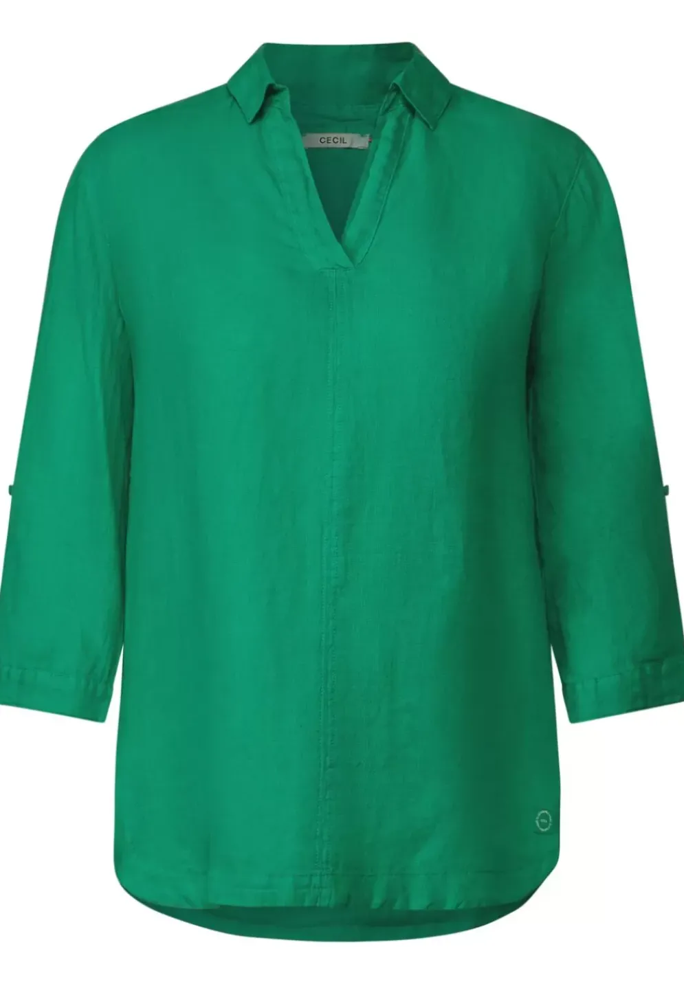 Leinen Longbluse In Unifarbe