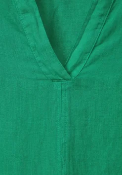 Leinen Longbluse In Unifarbe