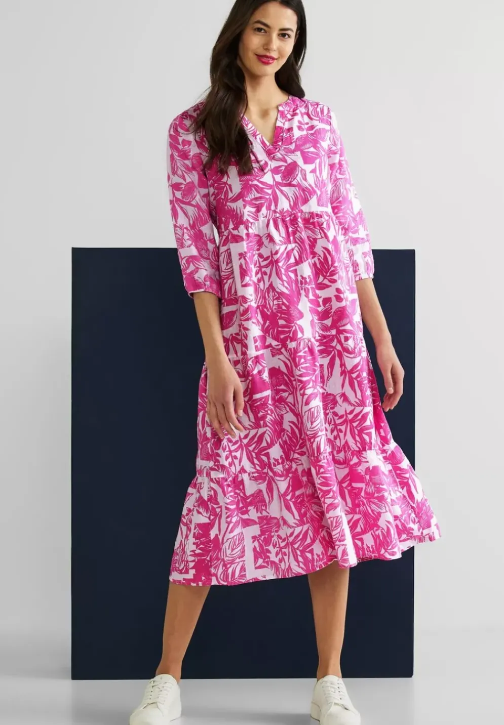 Leinen Midikleid Mit Print