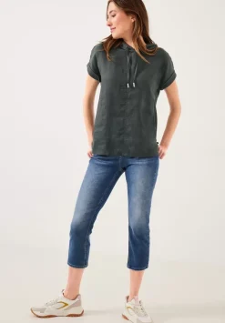 Leinenbluse Im Materialmix