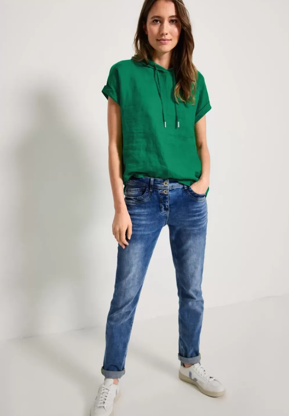 Leinenbluse Im Materialmix