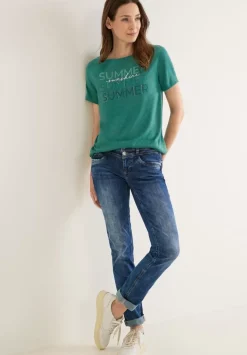 Leinenlook Partprint Shirt