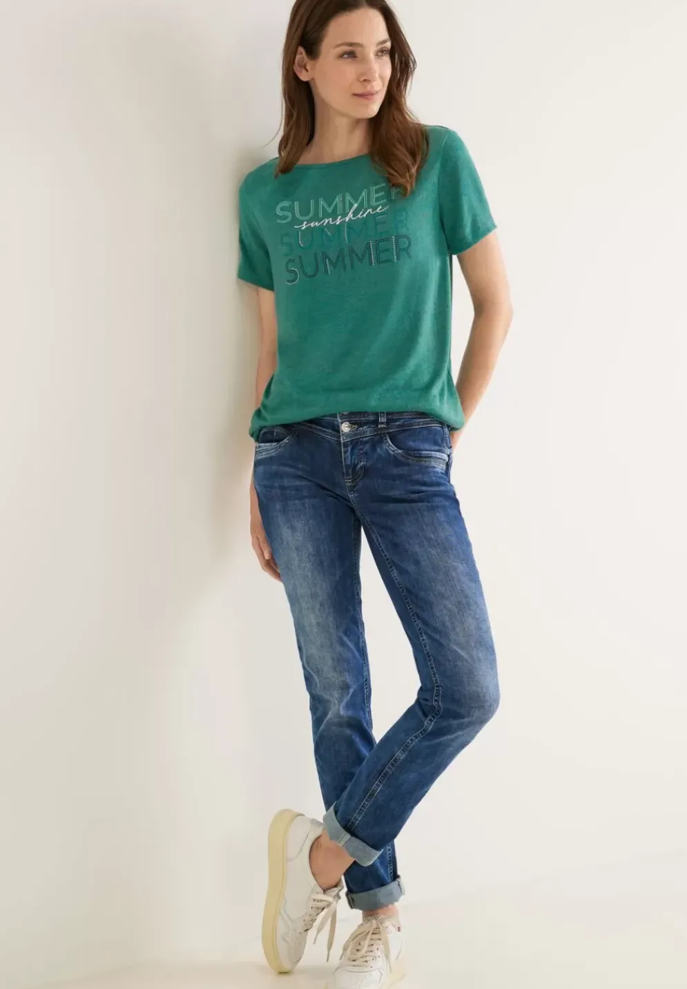 Leinenlook Partprint Shirt