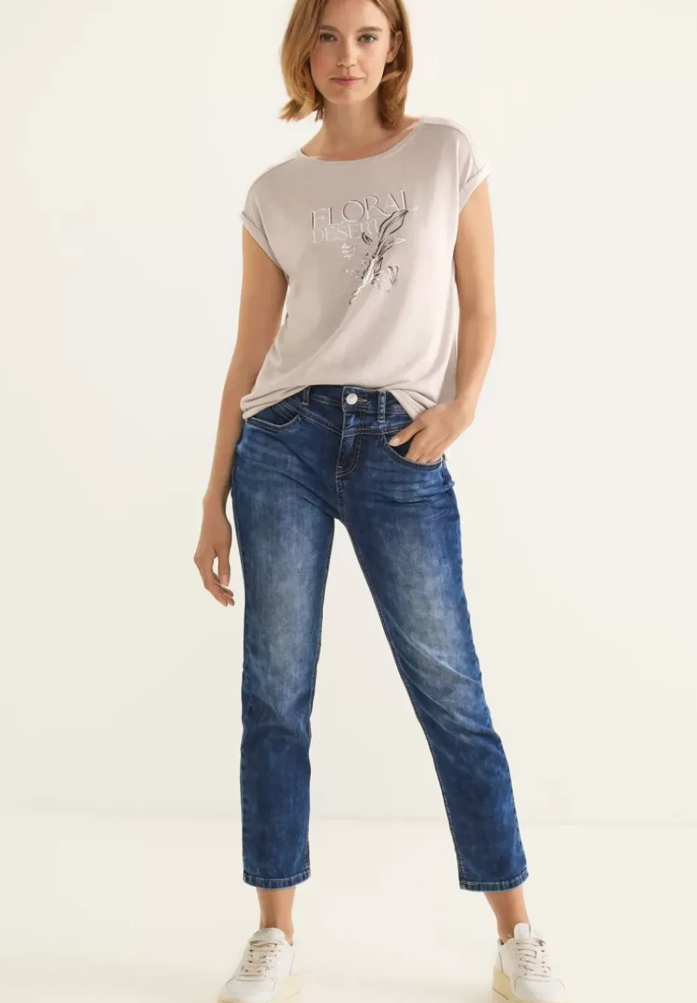 Leinenlook Partprint Shirt