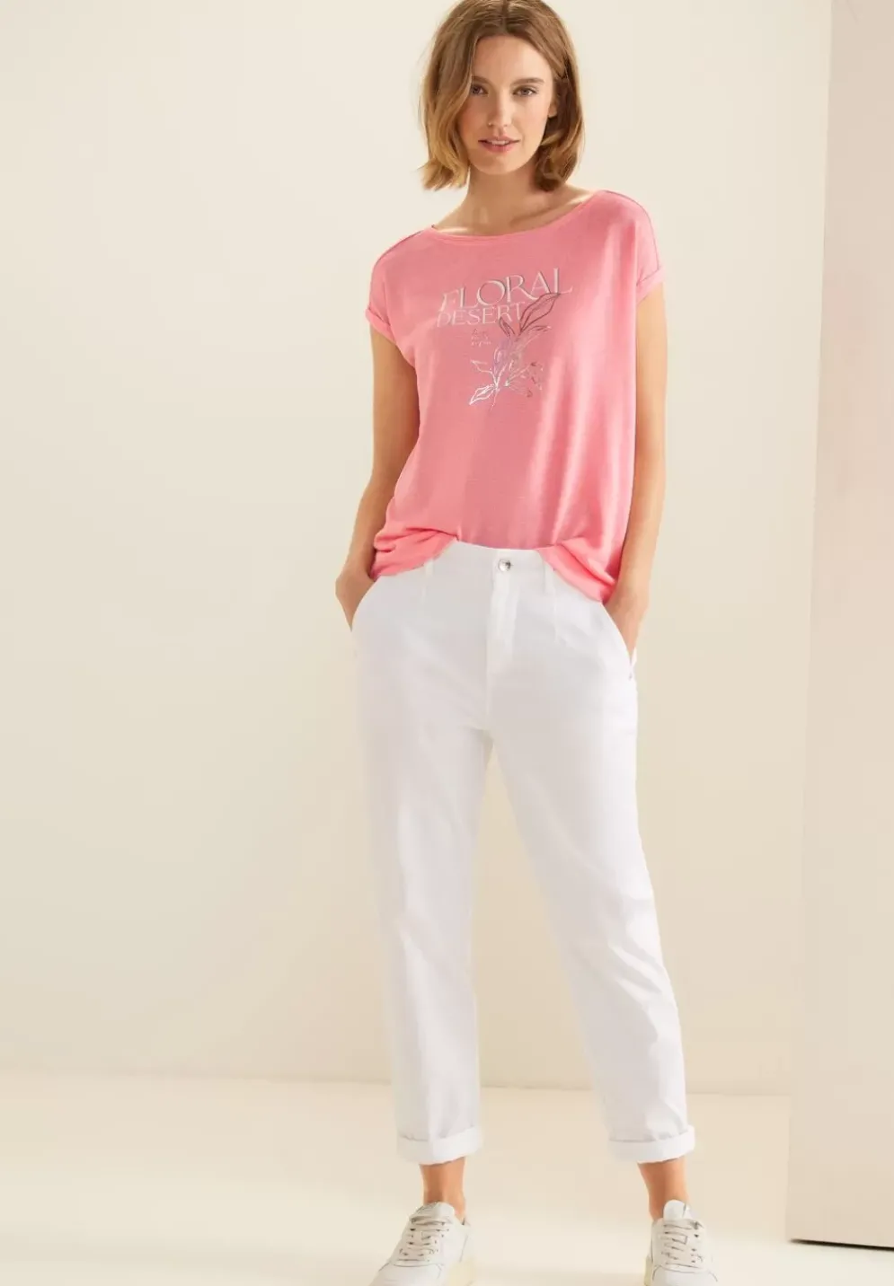 Leinenlook Partprint Shirt
