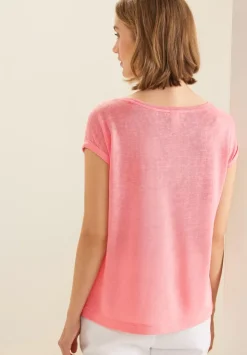 Leinenlook Partprint Shirt