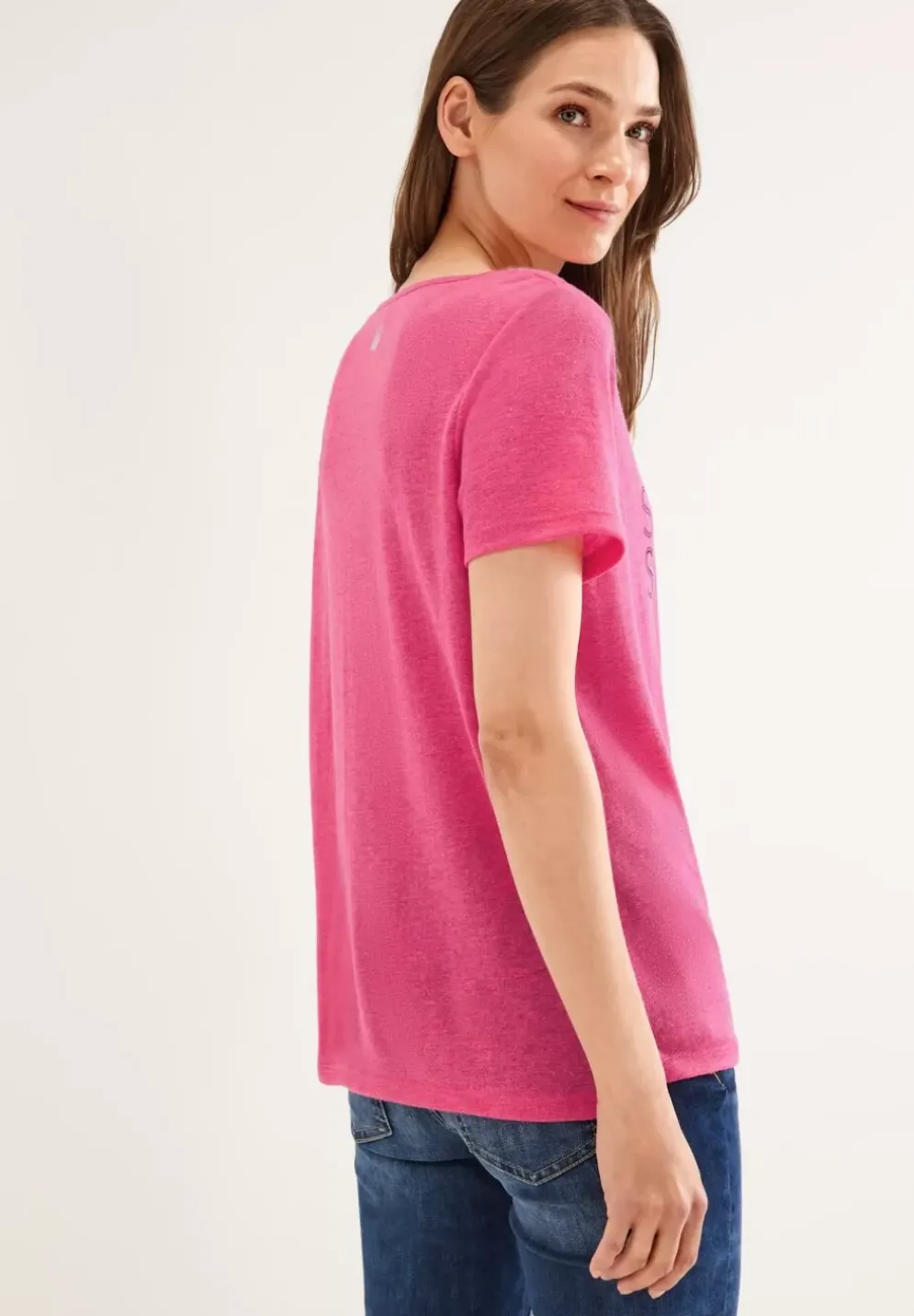 Leinenlook Partprint Shirt