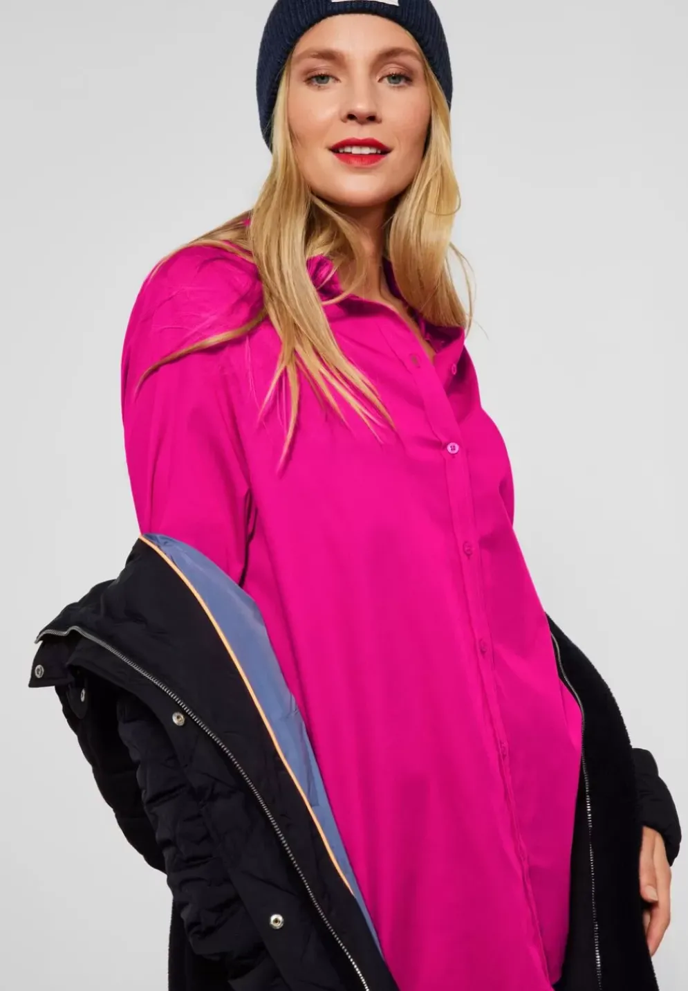 Longbluse In Unifarbe