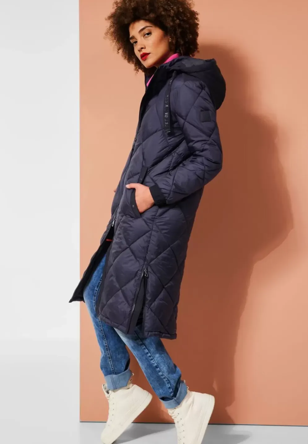 Longjacke Mit Zipperdetails