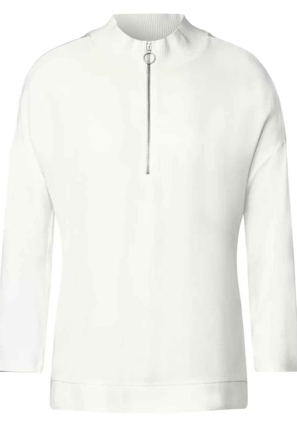 Materialmix-Shirt Mit Zipper