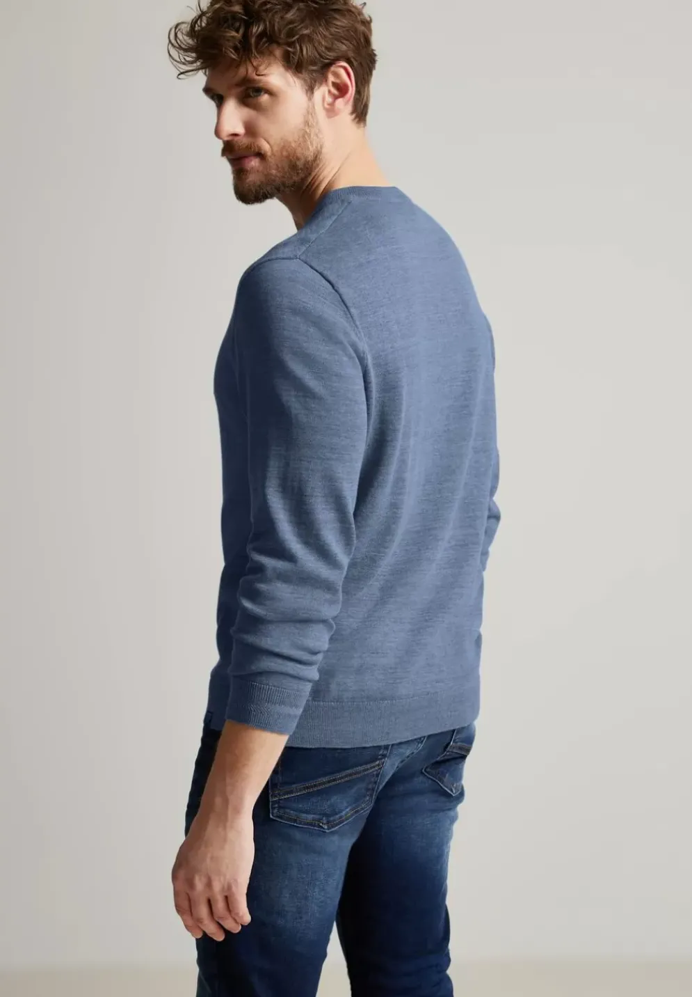 Melange Pullover Mit V-Neck