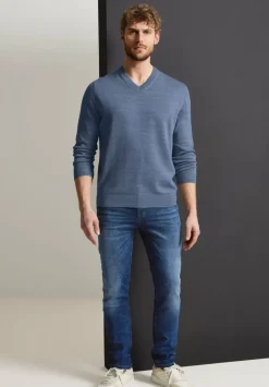 Melange Pullover Mit V-Neck