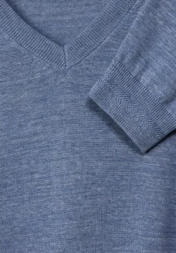 Melange Pullover Mit V-Neck