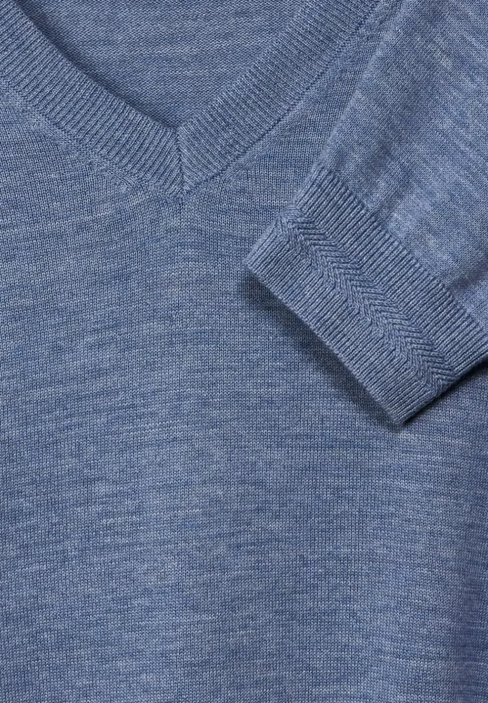Melange Pullover Mit V-Neck