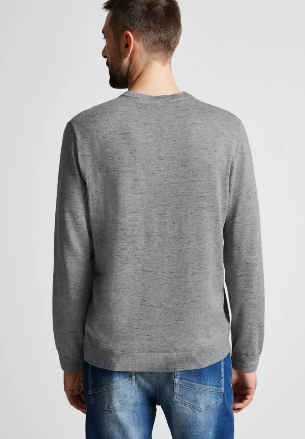 Melange Pullover Mit V-Neck