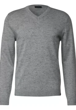 Melange Pullover Mit V-Neck