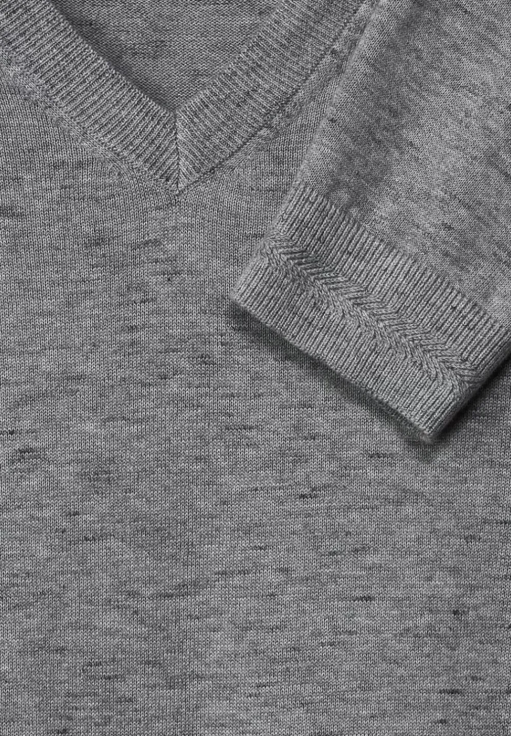 Melange Pullover Mit V-Neck