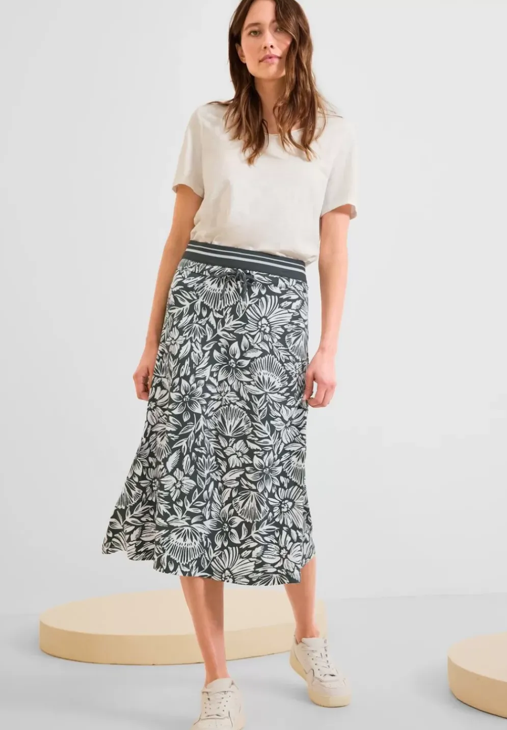 Midi Jerseyrock Mit Print