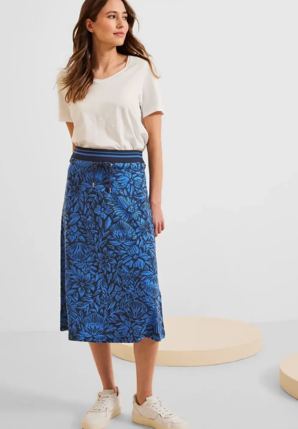 Midi Jerseyrock Mit Print