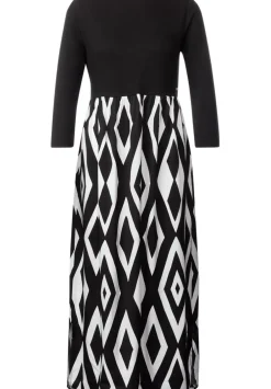 Midi Kleid Im Materialmix