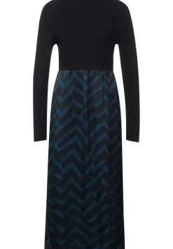 Midikleid Im Materialmix