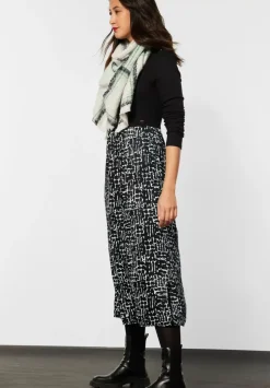 Midikleid Im Materialmix