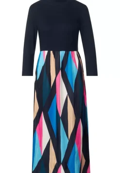 Midikleid Im Materialmix