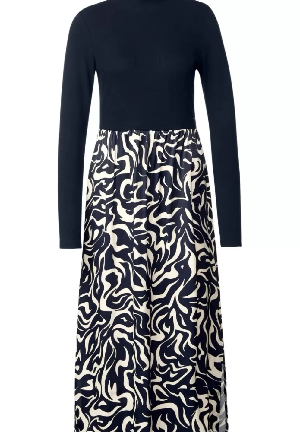 Midikleid Mit Materialmix