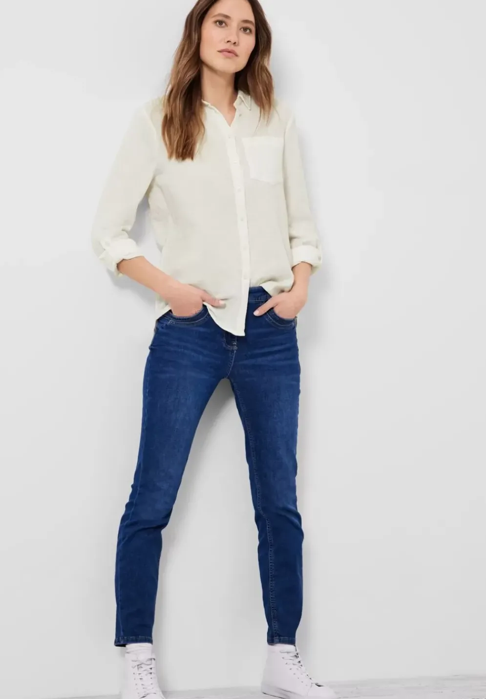 Musselin Bluse In Unifarbe