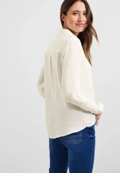Musselin Bluse In Unifarbe