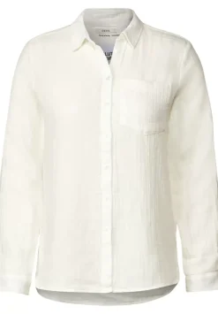 Musselin Bluse In Unifarbe