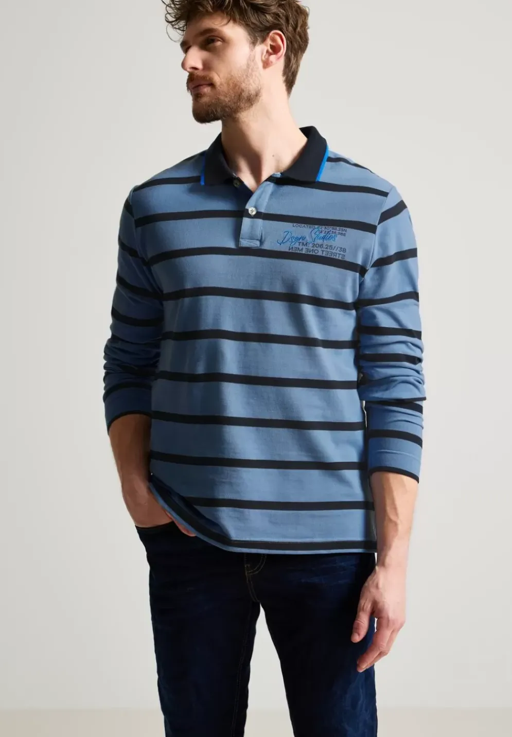 Pique Langarmpoloshirt