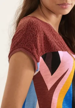 Print Spitzen T-Shirt