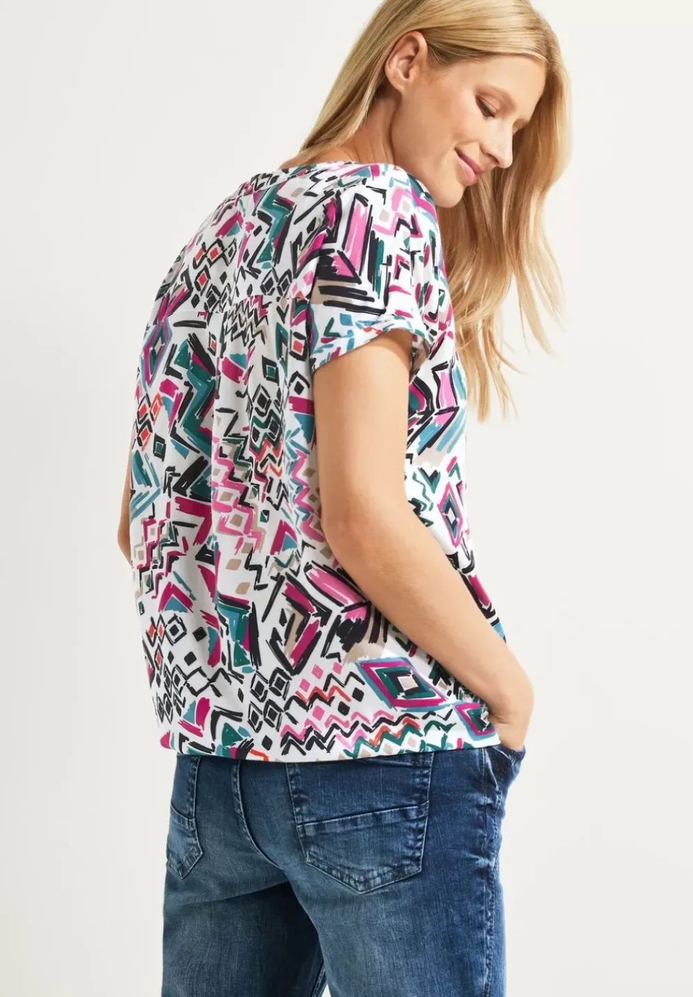 Printbluse Mit Elastiksaum