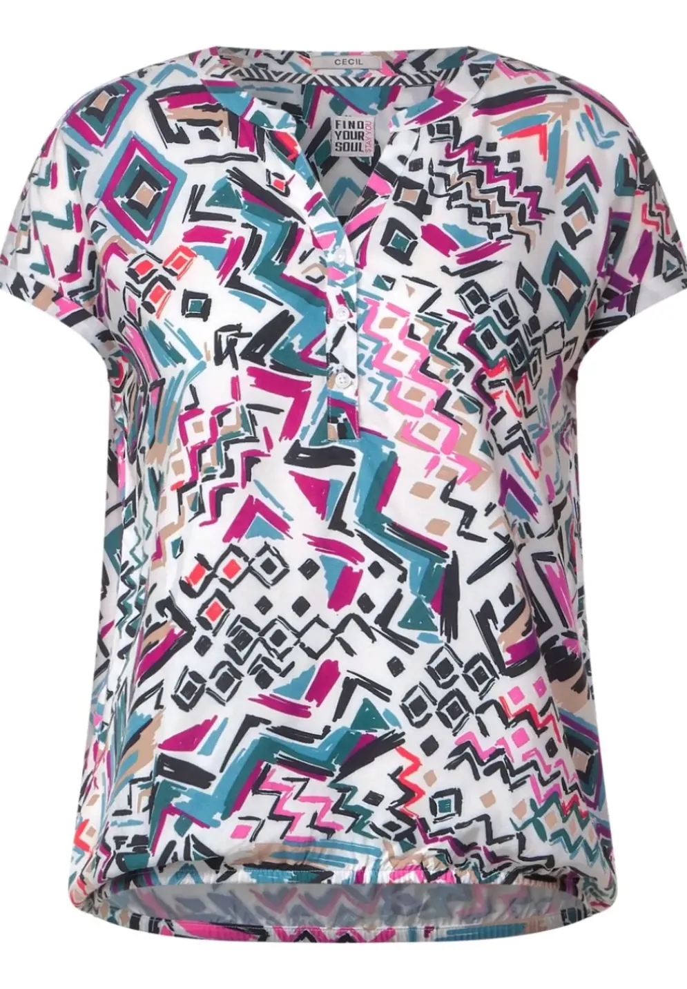 Printbluse Mit Elastiksaum